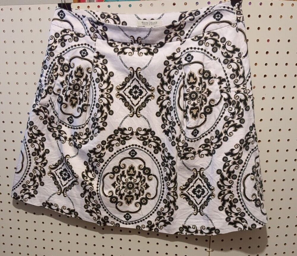 White House Black Market Women's Skirt Size 12 Floral Lined Zip Pleat